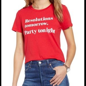 1901 Resolutions Tomorrow Party Tonight‎ Graphic red T shirt size XS NEW!